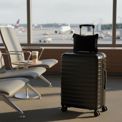 Airport Gate with Blanket on Luggage