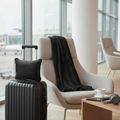 Travel Blanket in Airport Lounge